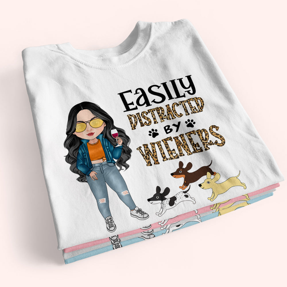 Dachshund Custom Shirt Easily Distracted By Wiener Personalized Gift Dog Lover