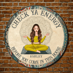 Yoga Custom Wood Sign Check Ya Energy Personalized Home Decor