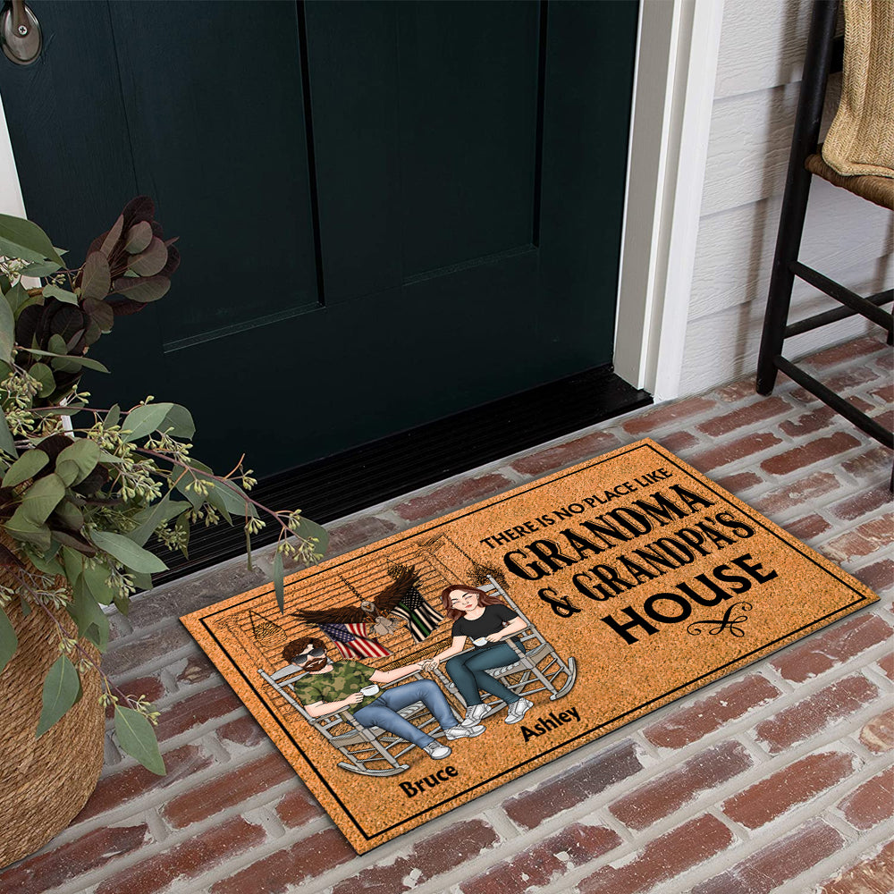 Veteran Custom Doormat There Is No Place Like Grandpa & Grandma's House Personalized Gift for Father's Day