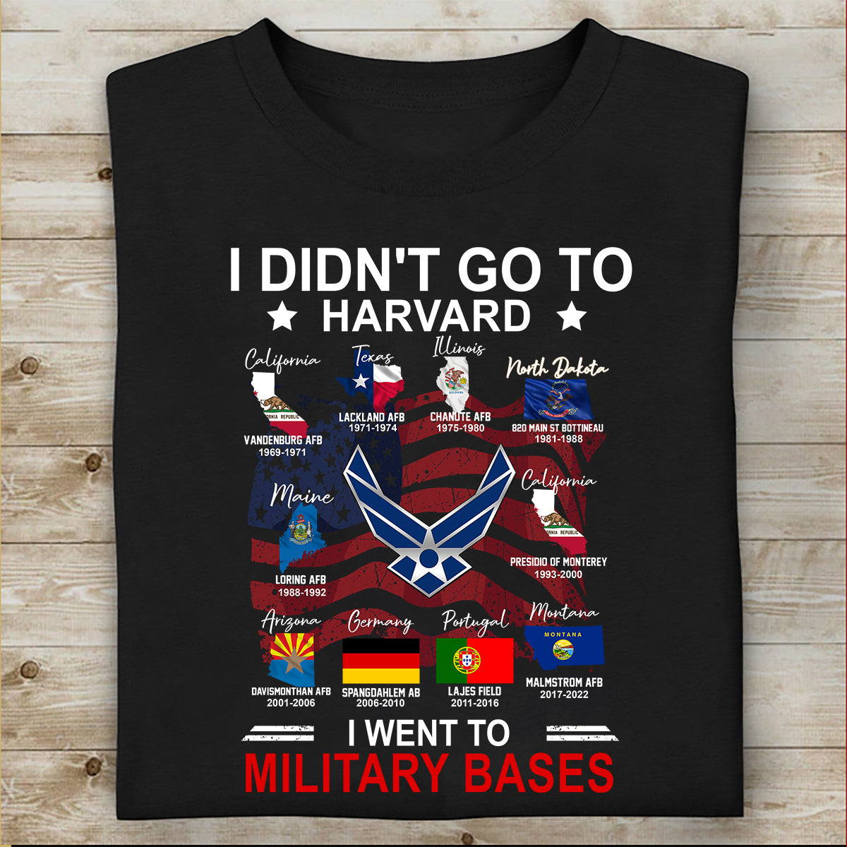 Veteran Custom Shirt I Didn't Go to Harvard I Went To Military Bases Personalized Gift
