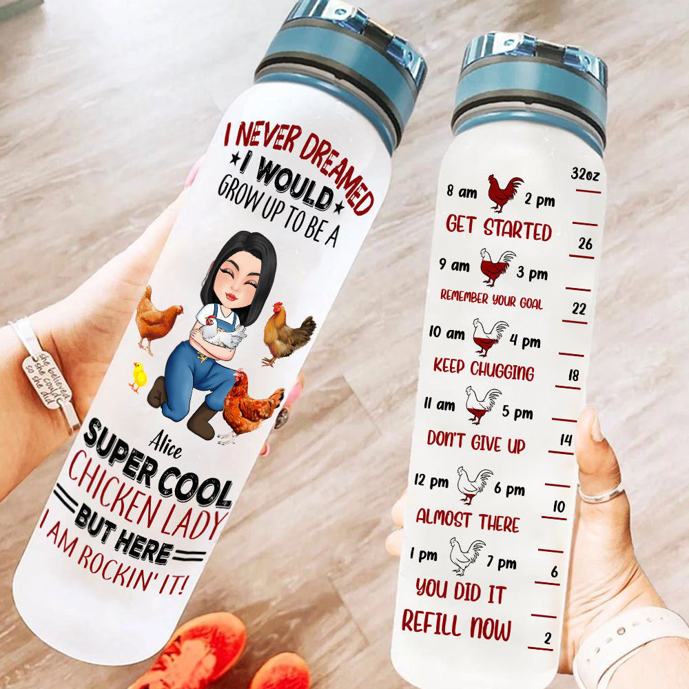 Chicken Lady Custom Tracker Bottle Personalized Gift