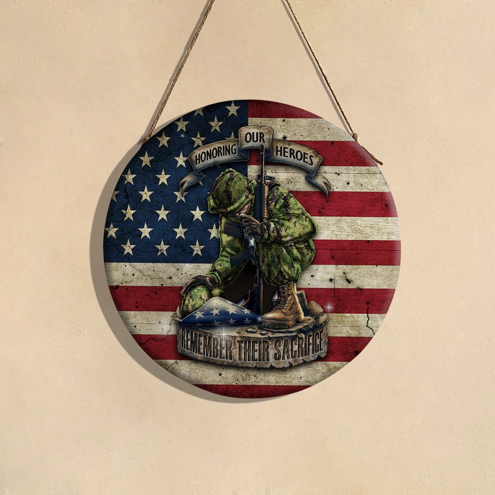 Veteran Custom Wood Sign Remember Their Sacrifice Personalized Gift for Memorial Day