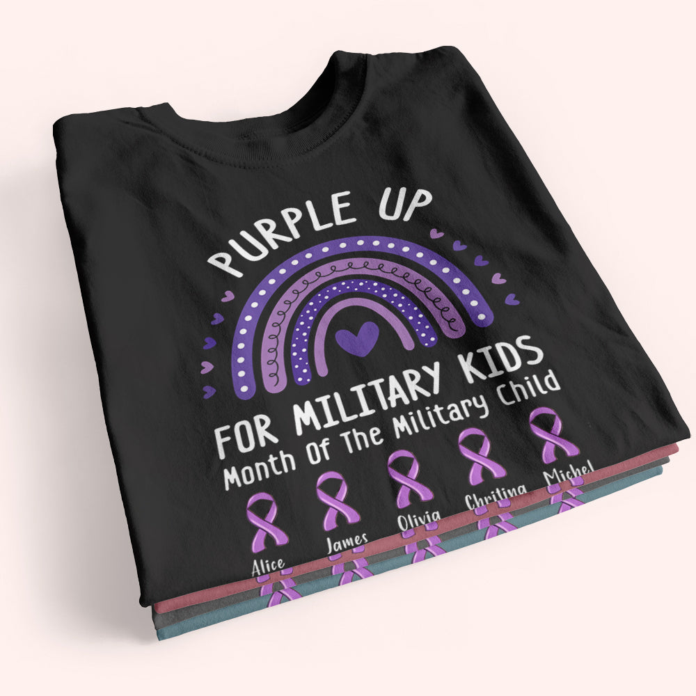 Veteran Custom Shirt Purple Up For Military Kids Personalized Gift For Military Month
