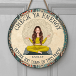 Yoga Custom Wood Sign Check Ya Energy Personalized Home Decor