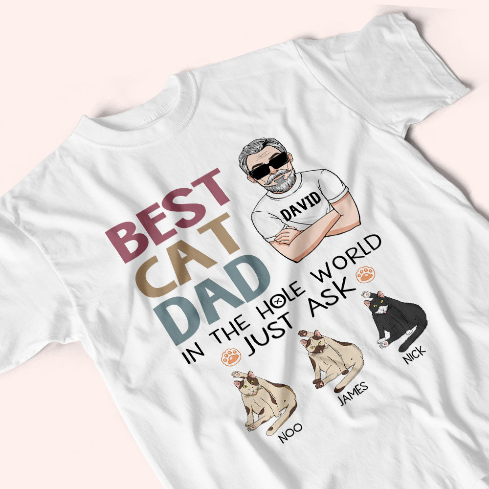 Cat Custom Shirt Best Cat Dad In The Hole World Personalized Gift