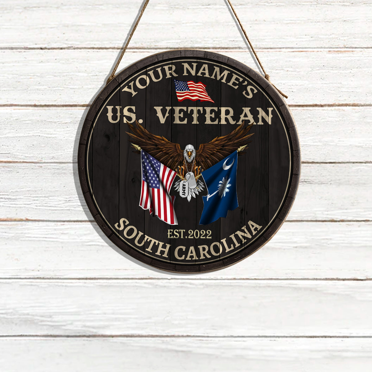 Veteran Custom Wood Sign South Carolina Veteran Personalized Gift