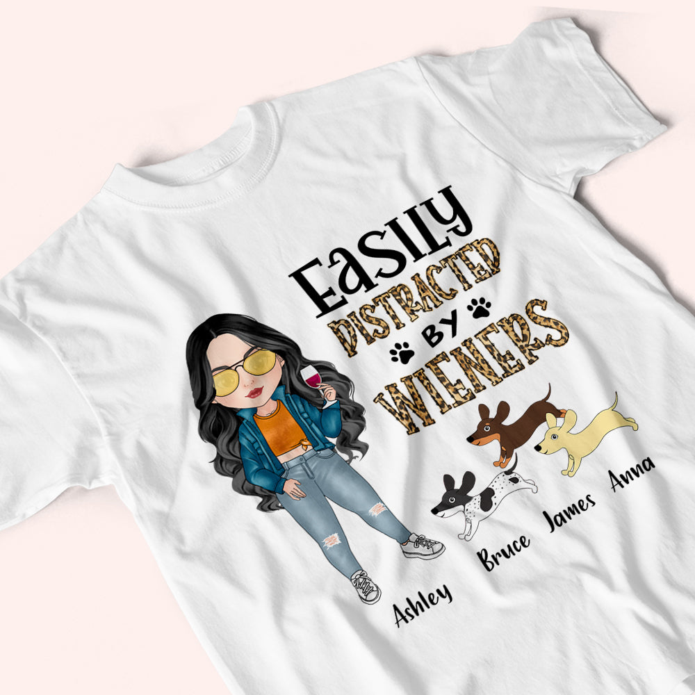 Dachshund Custom Shirt Easily Distracted By Wiener Personalized Gift Dog Lover