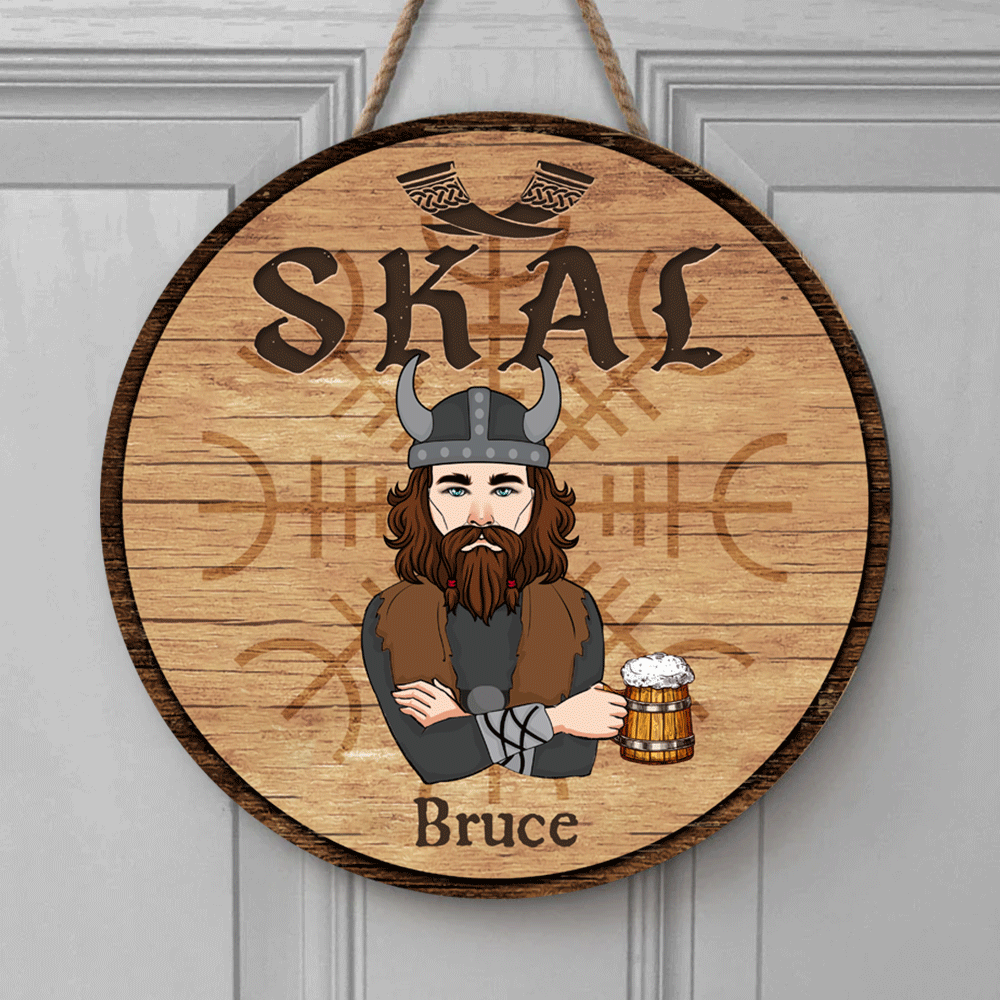 Viking Custom Wood Sign Skal Personalized Gift