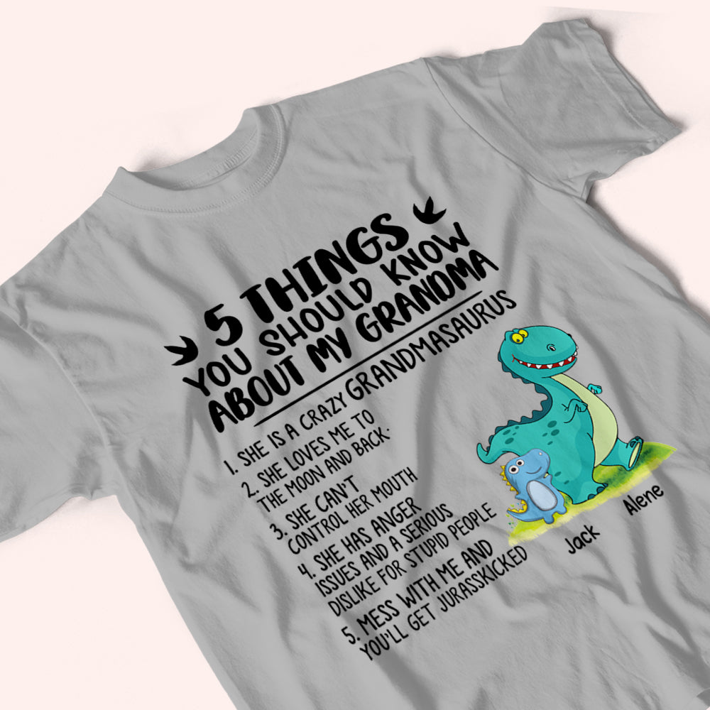 Grandma And Grandkid Custom Shirt 5 Things You Should Know Grandmasaurus Personalized Gift