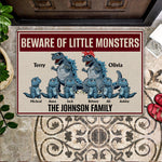 Godzila Custom Doormat Beware Of Little Monsters Personalized Gift for Father's Day