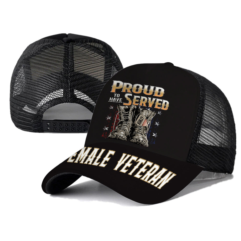 Female Veteran Custom Cap Proudly Served Personalized Gift
