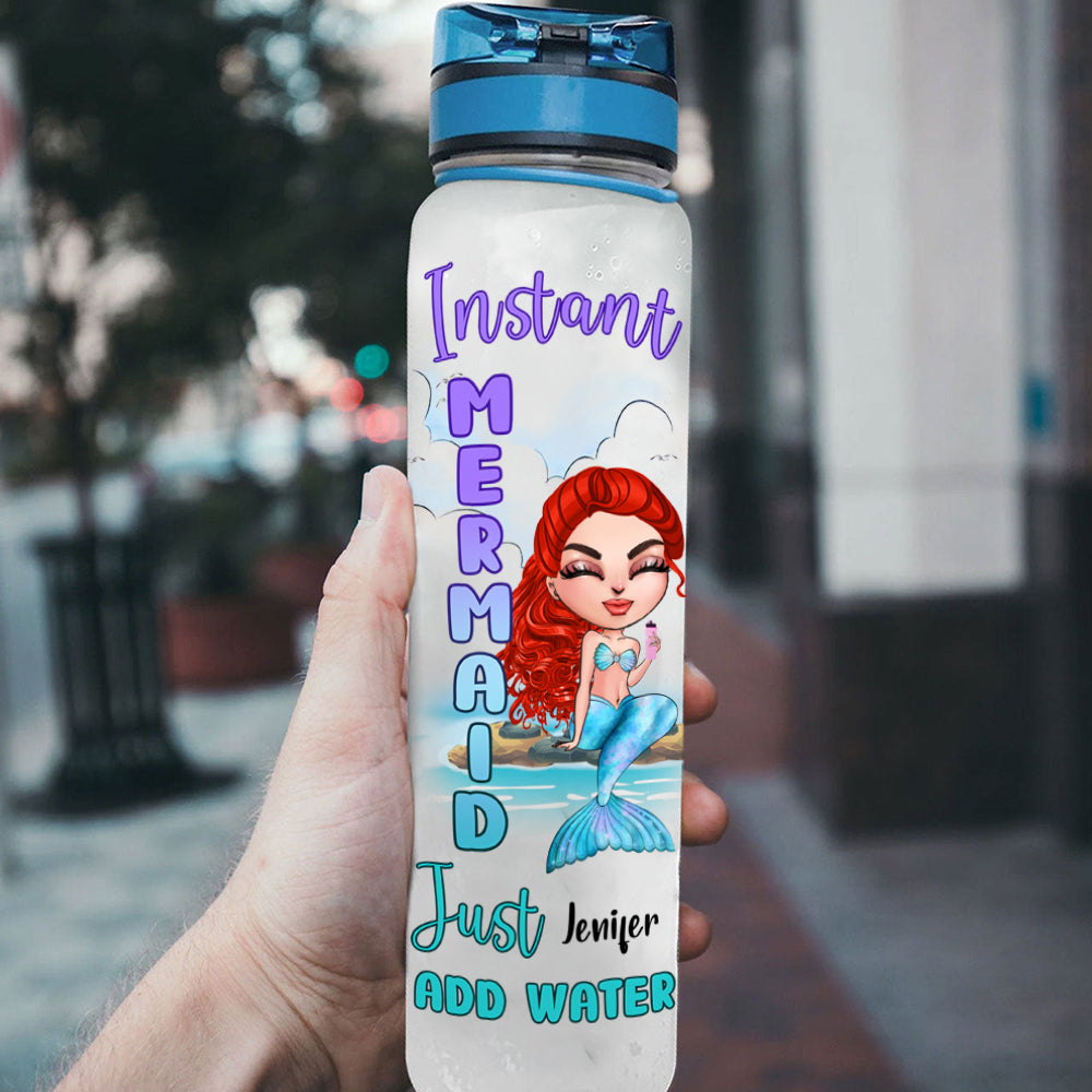 Mermaid Custom Tracker Bottle For Instant Mermaid Add Water Personalized Gift