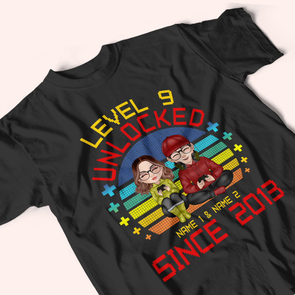 Gamer Couple Custom Shirt Level Unlocked Together Since Personalized Gift