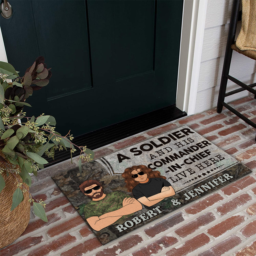 Veteran Custom Doormat A Veteran And His Commander-In-Chief Live Here Personalized Gift