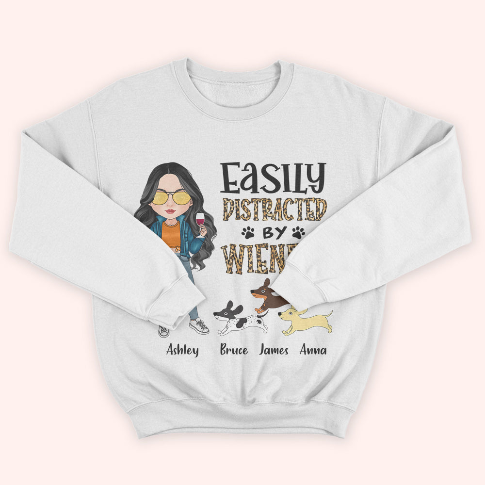Dachshund Custom Shirt Easily Distracted By Wiener Personalized Gift Dog Lover