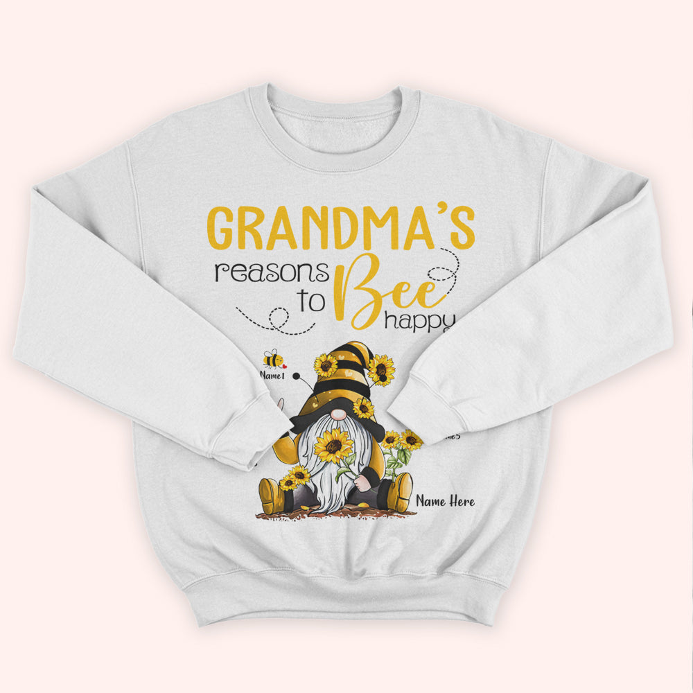 Grandma Custom Shirt With Grandkids Names Grandma's Reasons To Bee Happy Personalized Gift
