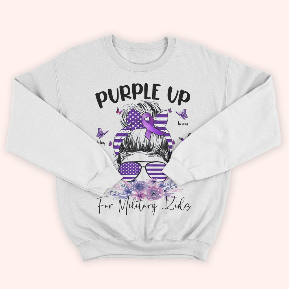 Veteran Custom Shirt Purple Up For Military Kids Personalized Gift