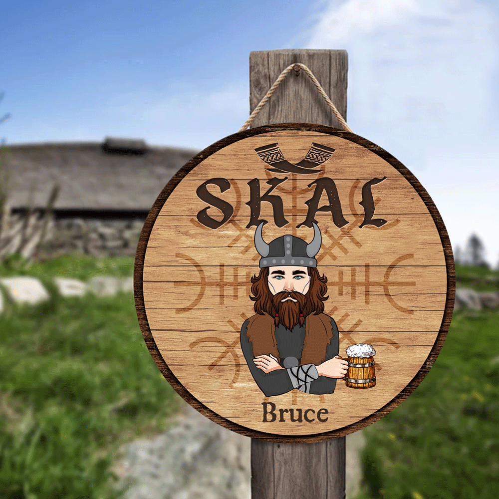 Viking Custom Wood Sign Skal Personalized Gift