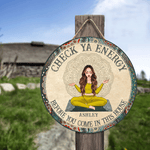 Yoga Custom Wood Sign Check Ya Energy Personalized Home Decor