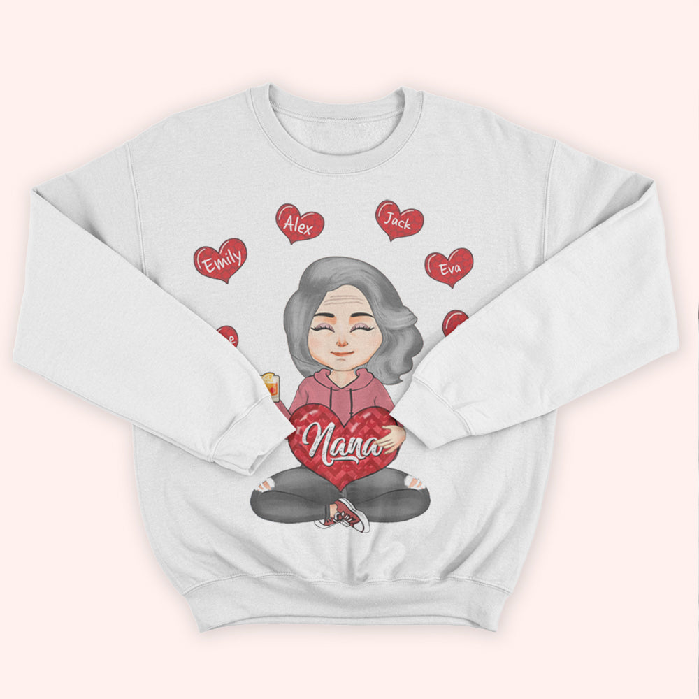Grandma Custom Shirt With Grandkids Name Valentine Personalized Gift
