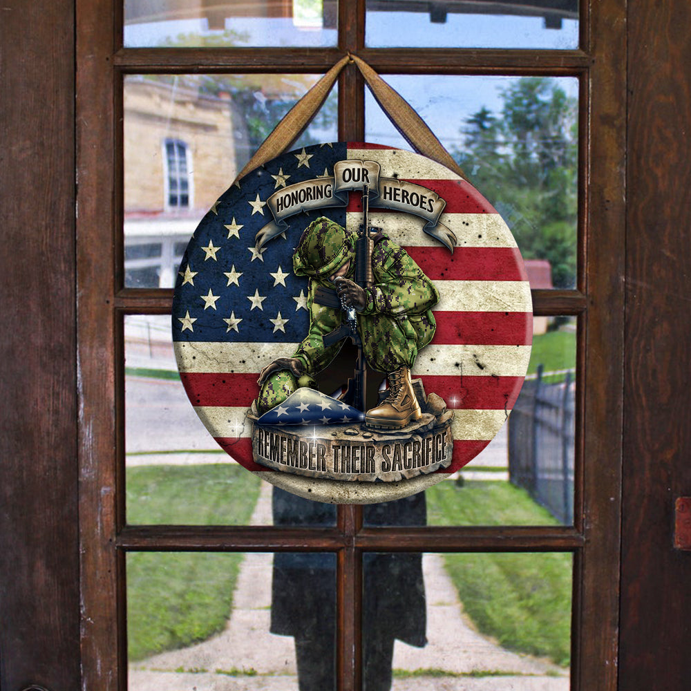 Veteran Custom Wood Sign Remember Their Sacrifice Personalized Gift for Memorial Day