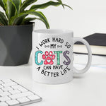 Cat Mom Custom Mug I Work Hard So My Cats Have A Better Life Personalized Gift Cat Dad