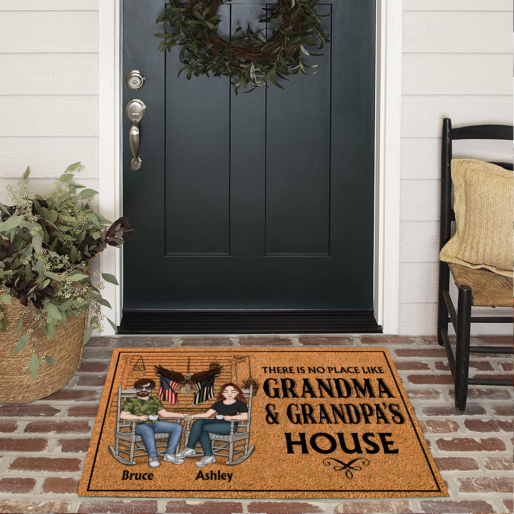 Veteran Custom Doormat There Is No Place Like Grandpa & Grandma's House Personalized Gift for Father's Day