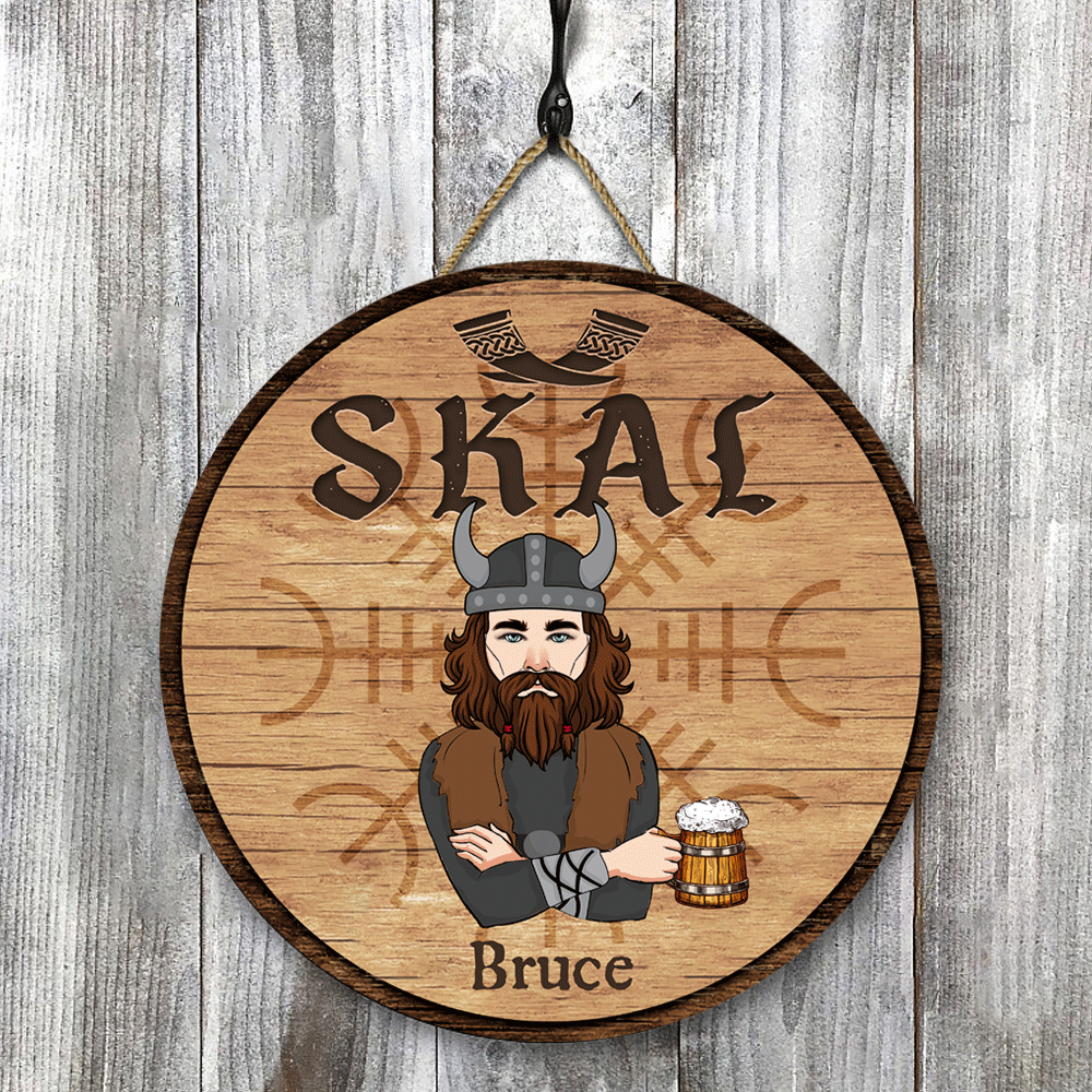 Viking Custom Wood Sign Skal Personalized Gift
