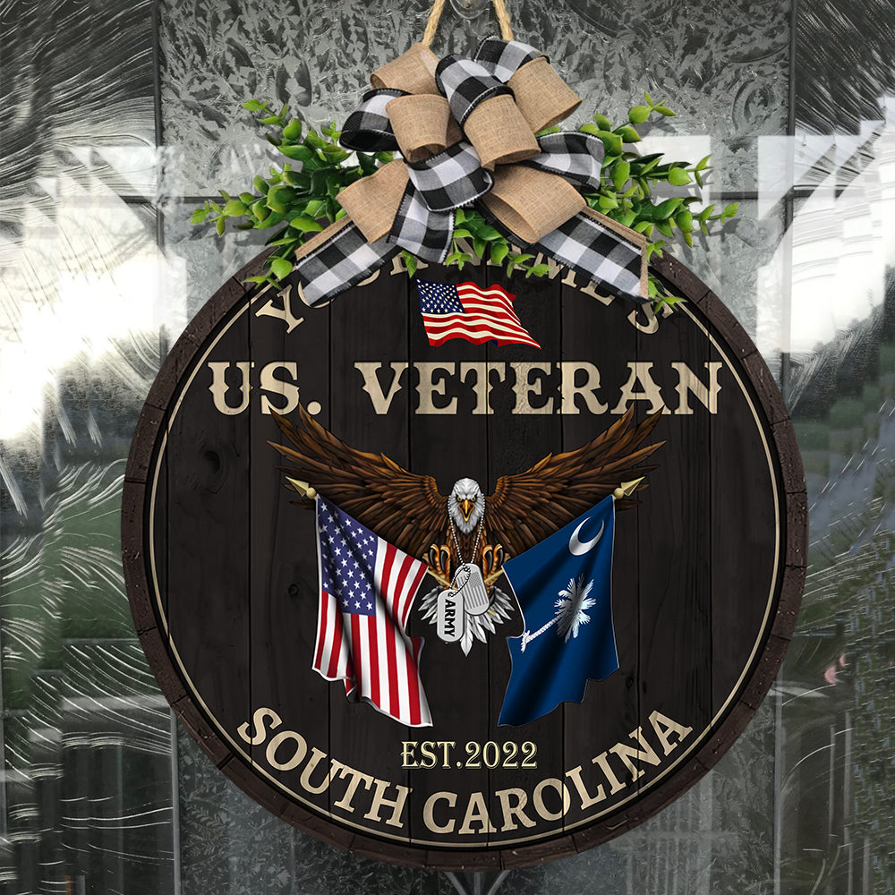 Veteran Custom Wood Sign South Carolina Veteran Personalized Gift
