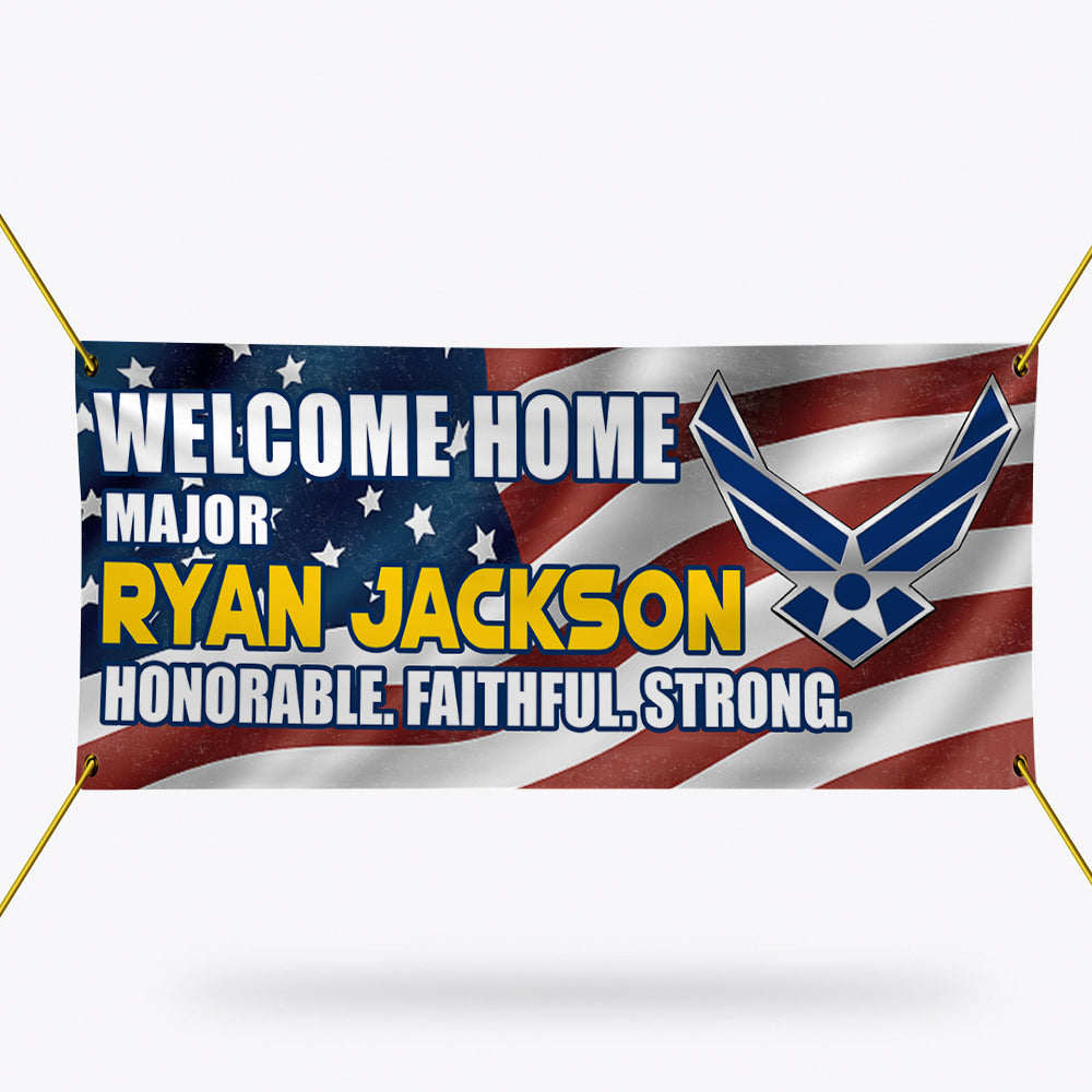 Military Custom Banner Welcome Home Our Troops Personalized Gift