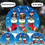 Dog Circle Ornament Personalized Name And Color Happy Holiday Dog Christmas Sock - PERSONAL84