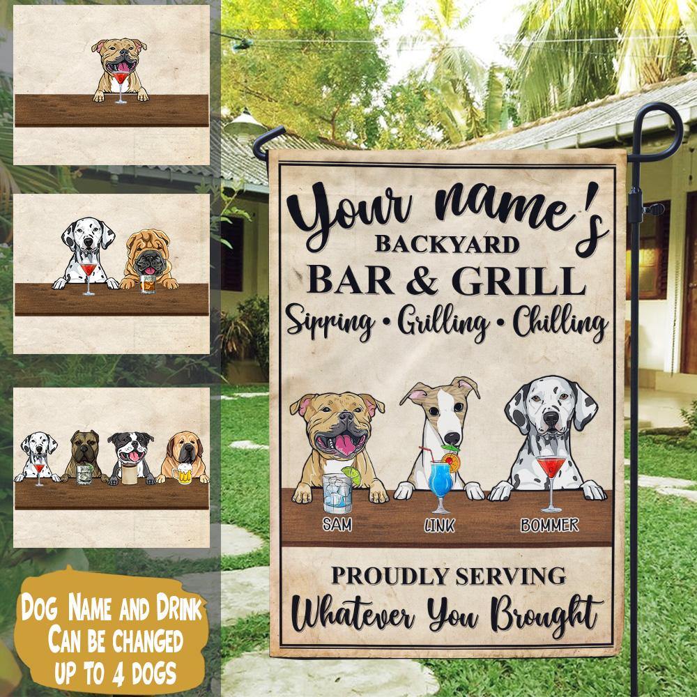 Dog Custom Garden Flag Good Food Good Times Backyard Bar Personalized Gift - PERSONAL84