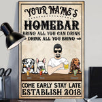 Dog Custom Poster Home Bar Come Early Stay Late Personalized Gift - PERSONAL84