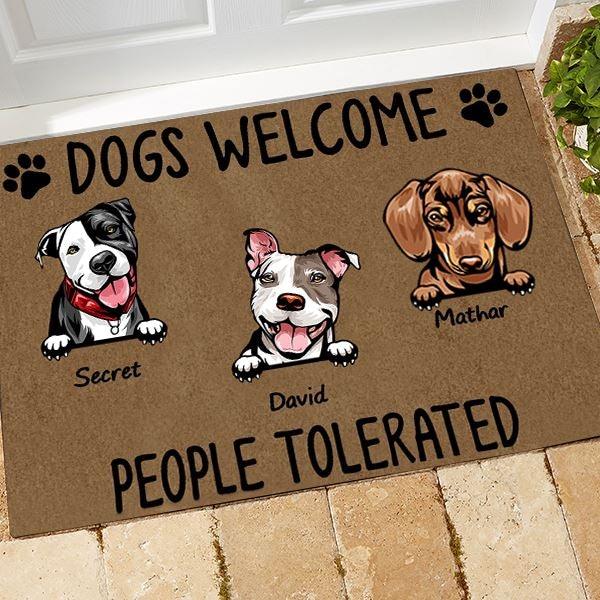Dog Doormat Customized Names and Breeds Dogs Welcome People Tolerated - PERSONAL84