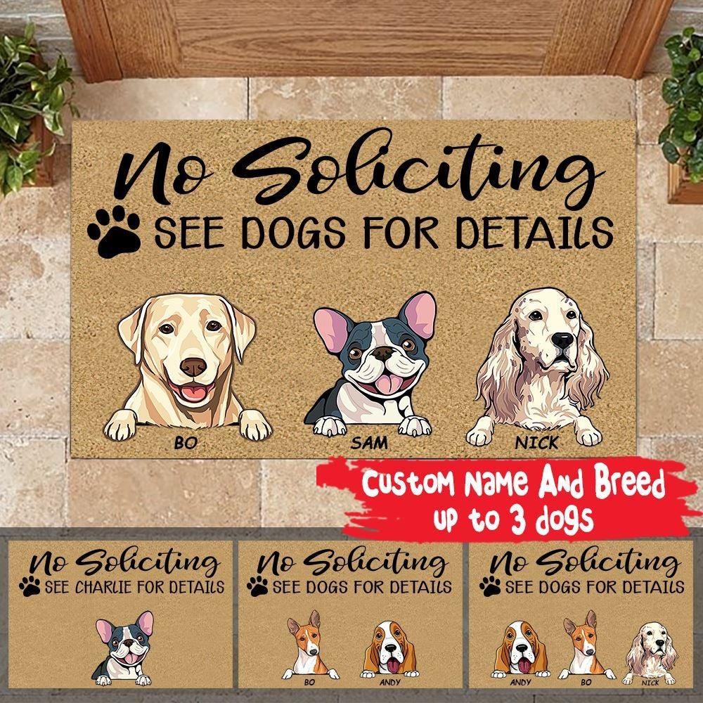 Dog Doormat Personalized Names and Breeds No Soliciting See Dogs For Detail Personalized Gift - PERSONAL84