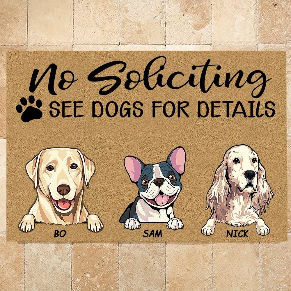 Dog Doormat Personalized Names and Breeds No Soliciting See Dogs For Detail Personalized Gift - PERSONAL84
