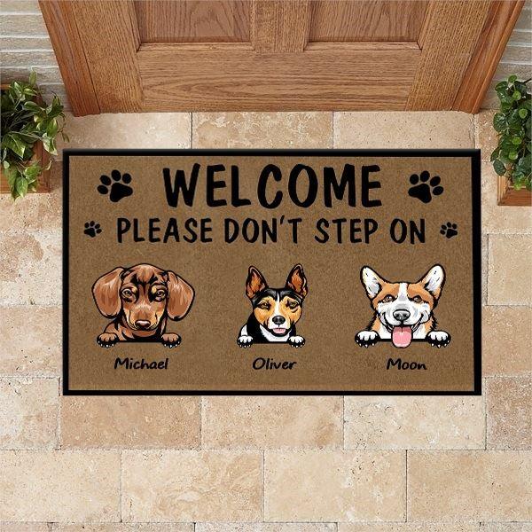 Dog Doormat Personalized Names and Breeds Welcome Please Don't Step On My Dog Personalized Gift - PERSONAL84