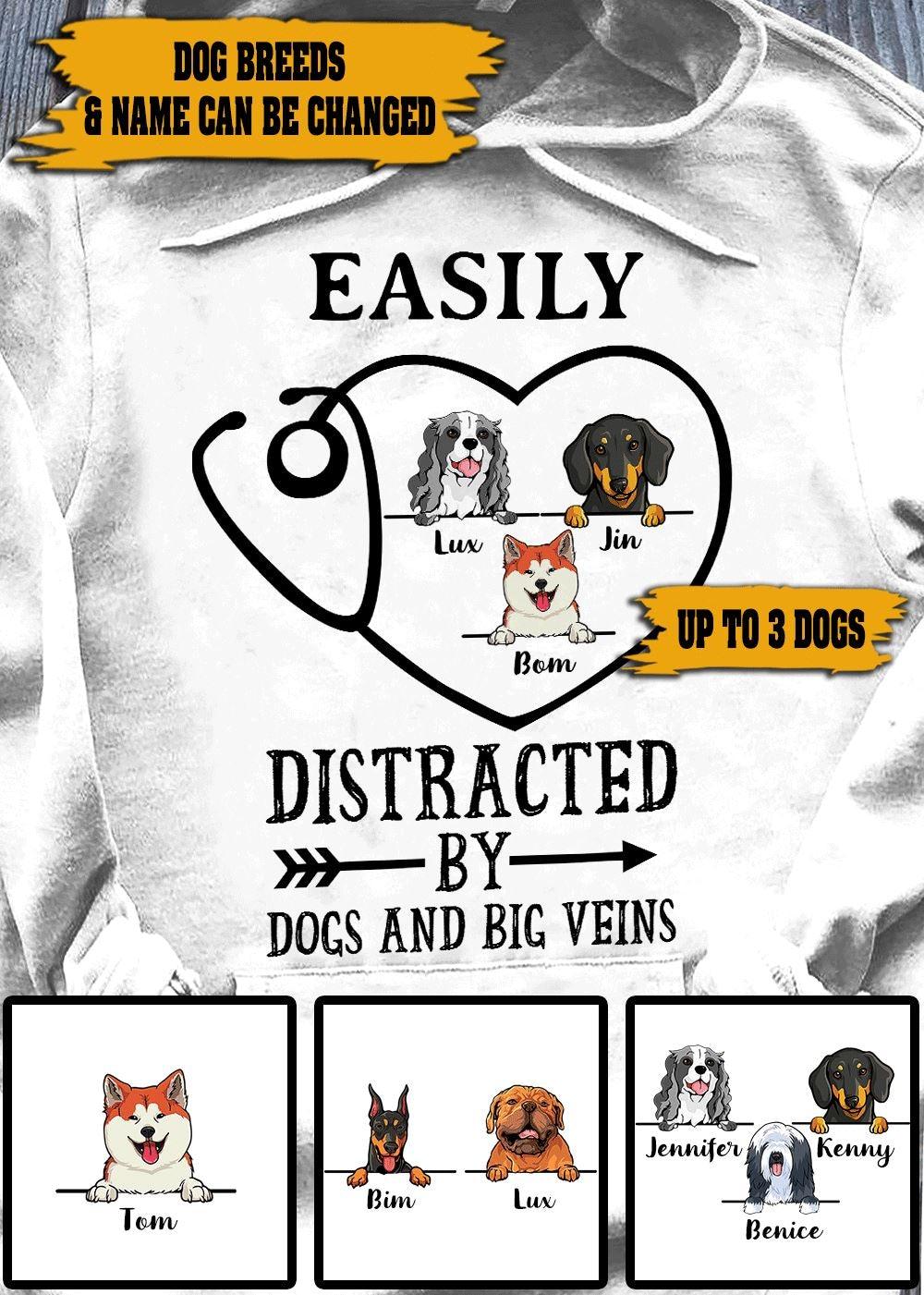 Dog, Nurse Personalized Name And Breed Easily Distracted By Dogs And Big Veins - PERSONAL84