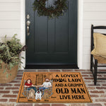 Dog Custom Doormat Lovely Dog Lady And Grumpy Old Man Live Here Personalized Gift