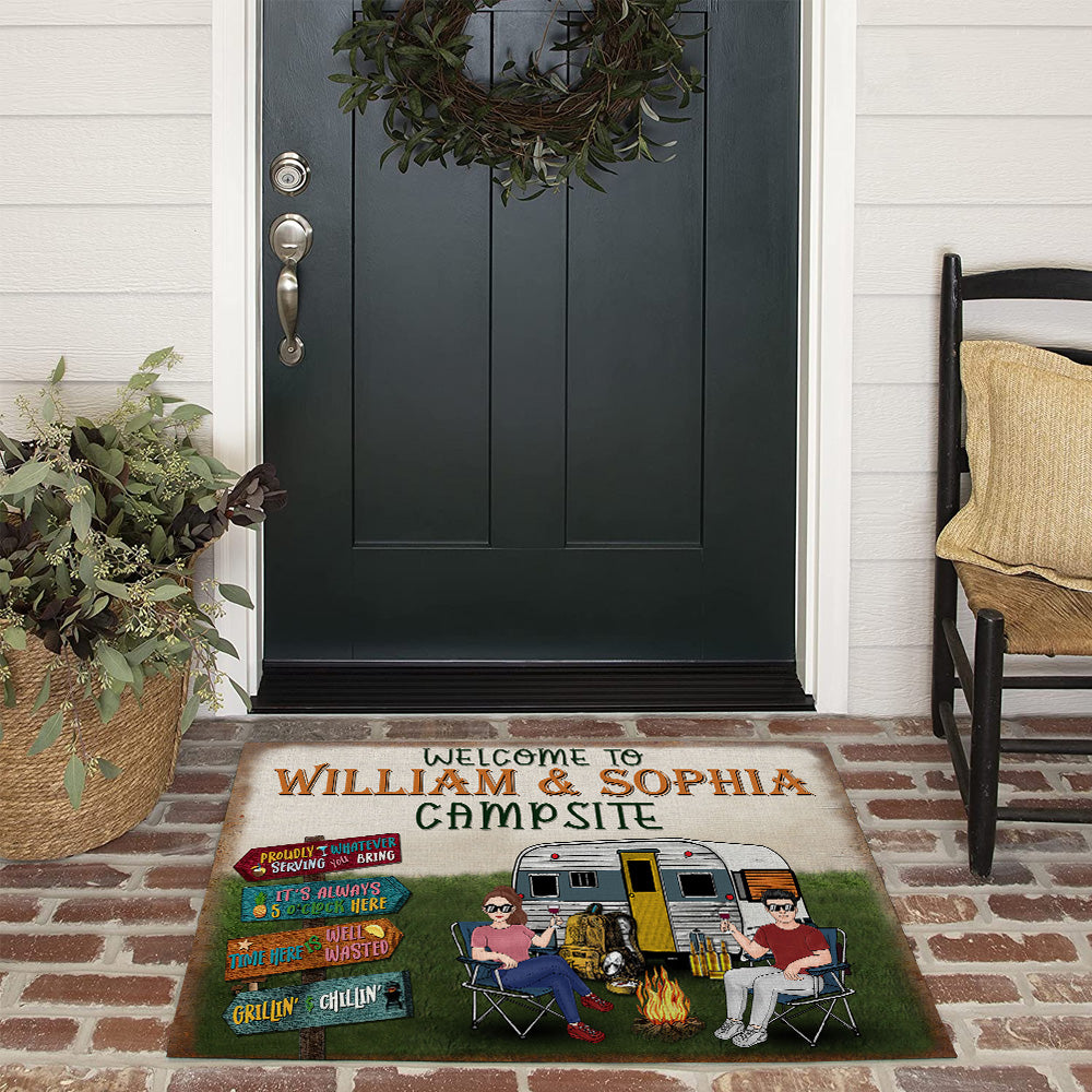 Camping Custom Doormat Welcome Campsite Rules Personalized Gift