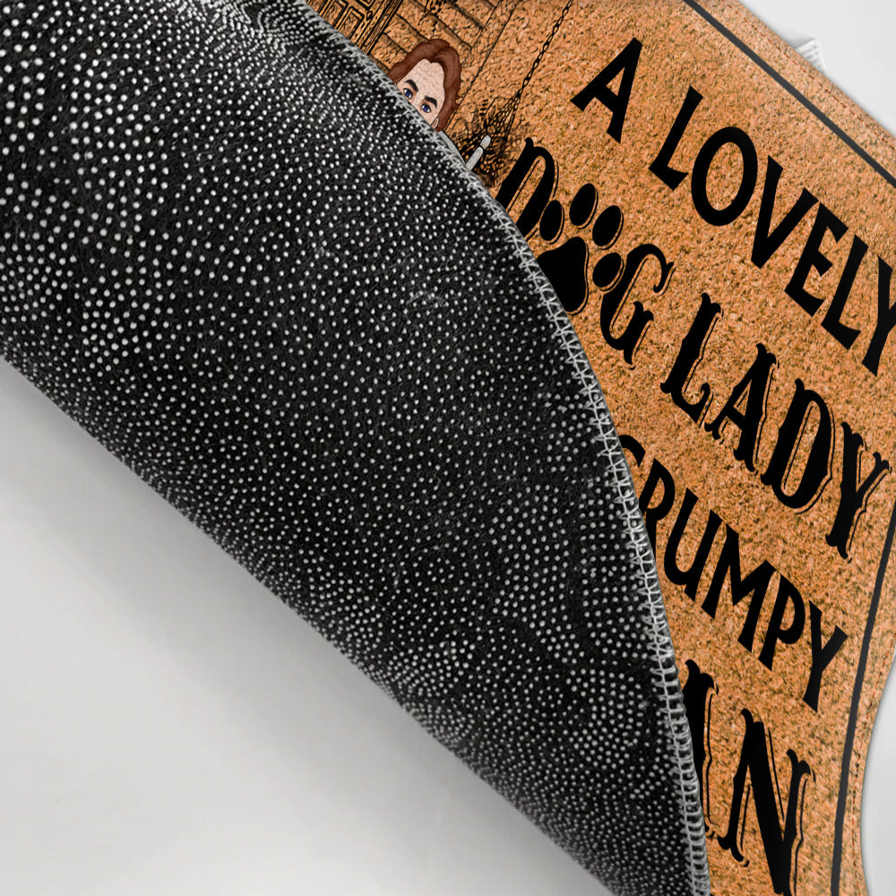 Dog Custom Doormat Lovely Dog Lady And Grumpy Old Man Live Here Personalized Gift