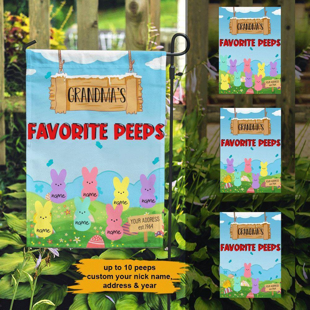 Easter Grandparent Custom Garden Flag Grandma's Favorite Peeps Personalized Gift - PERSONAL84