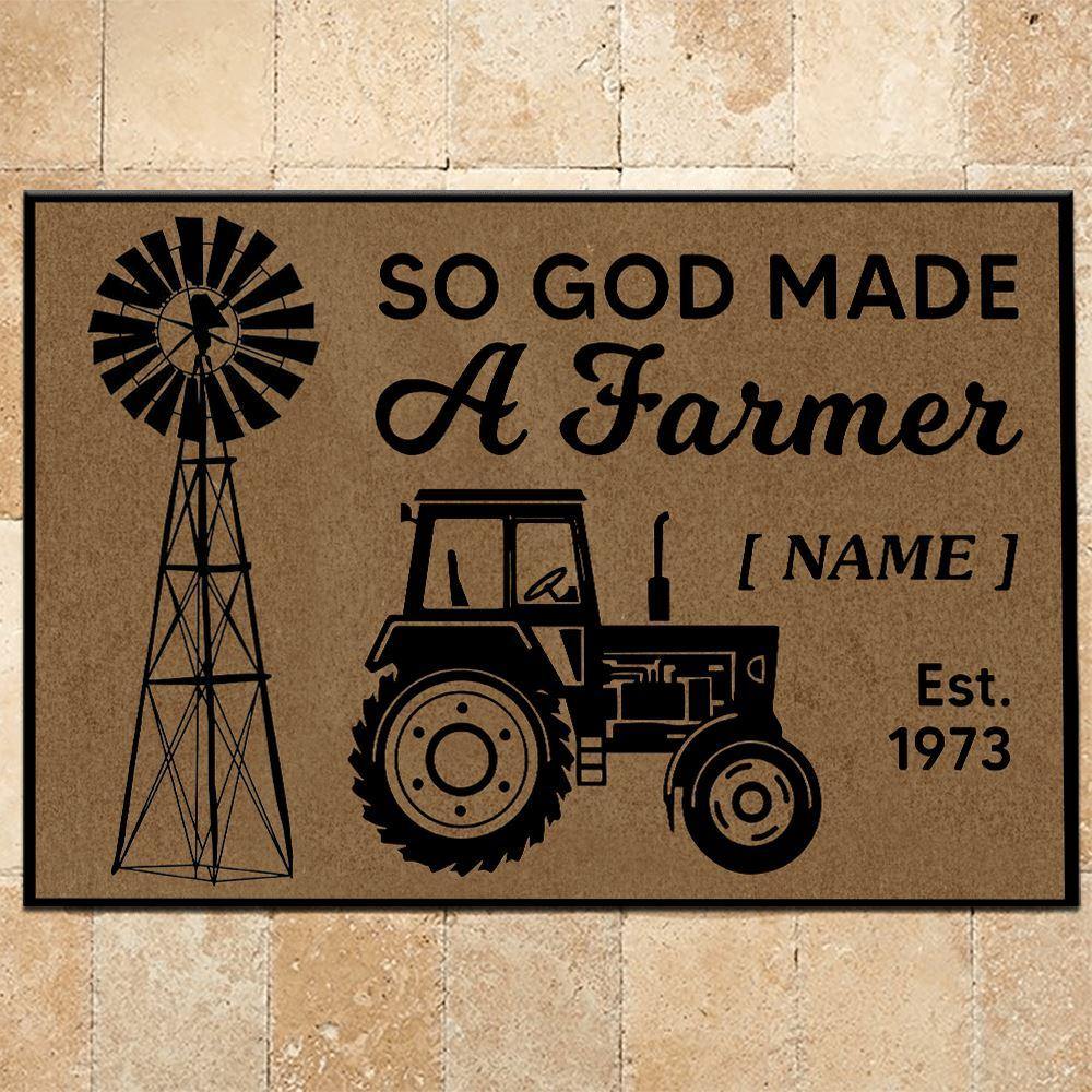 Farm Custom Doormat So God Made A Farmer - PERSONAL84