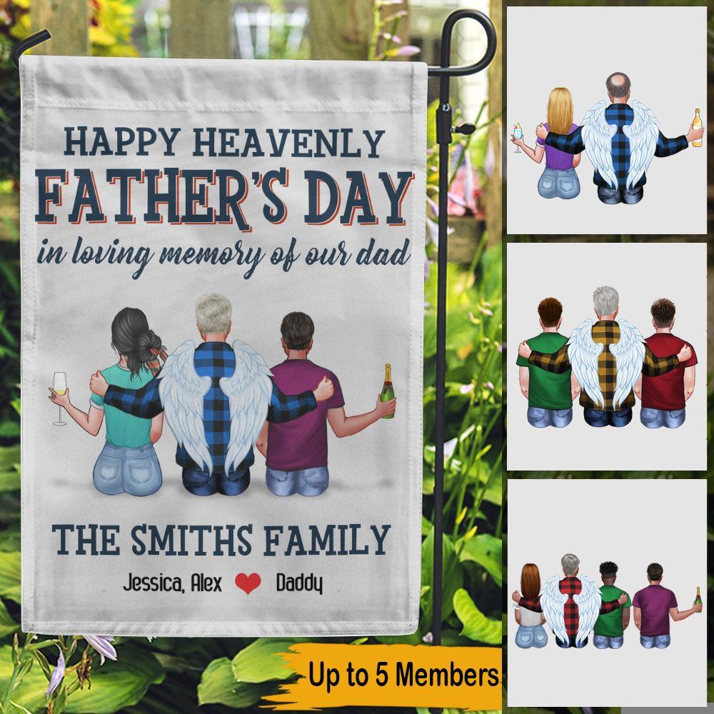 Father's Day Memorial Custom Garden Flag Happy Heavenly Father's Day Personalized Gift - PERSONAL84