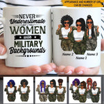 Female Veteran Custom Mug Never Underestimate Women with Military Backgrounds Personalized Gift - PERSONAL84