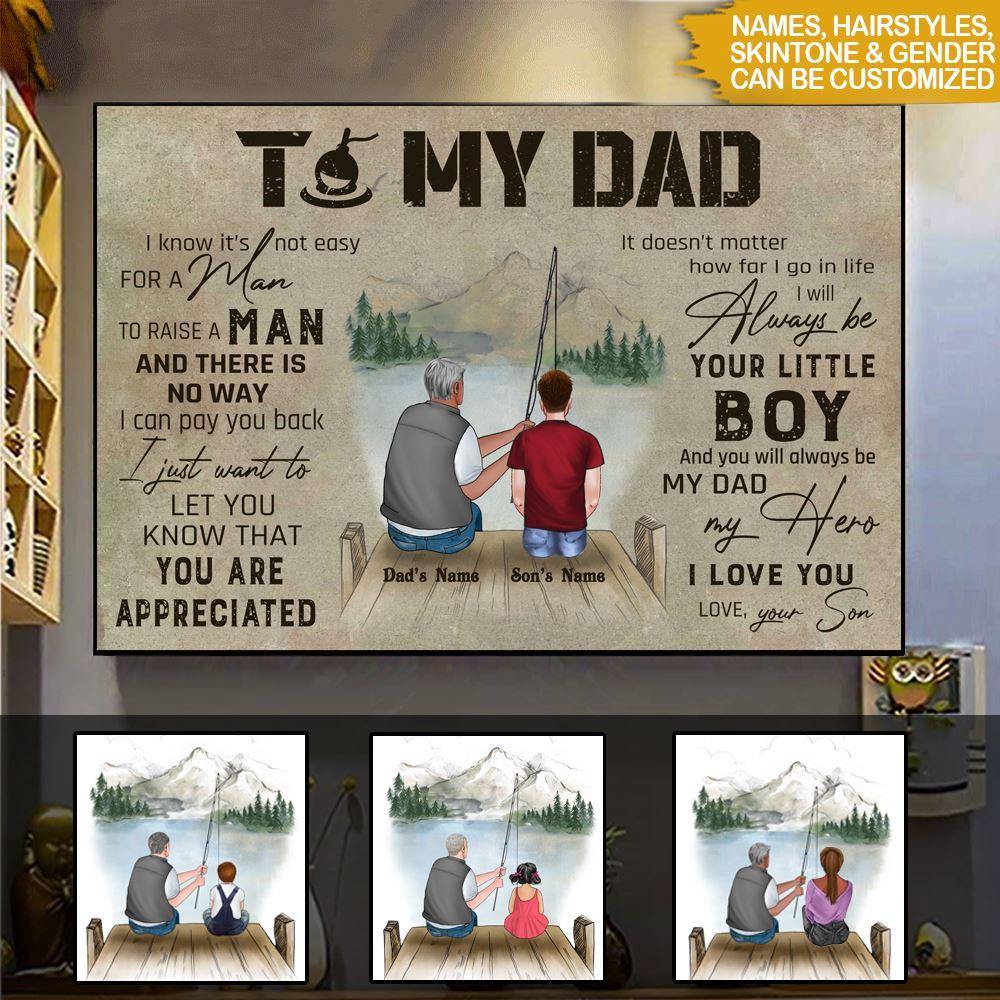 Fishing Custom Poster To My Dad You Will Always Be My Hero Personalized Gift - PERSONAL84