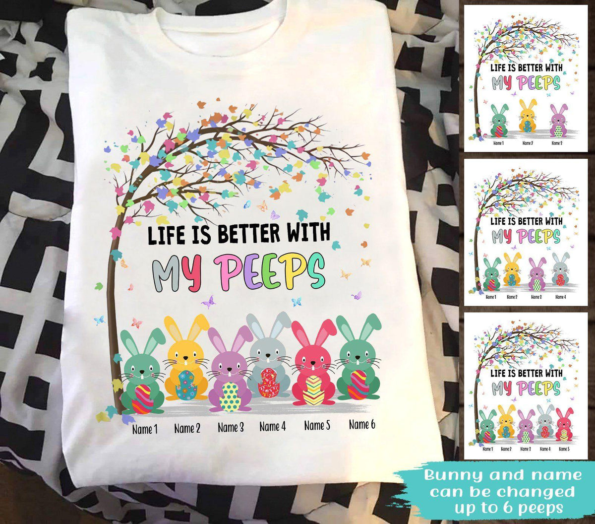 Grandma Custom T Shirt Life Is Better With My Peeps Easter Day Personalized Gift - PERSONAL84