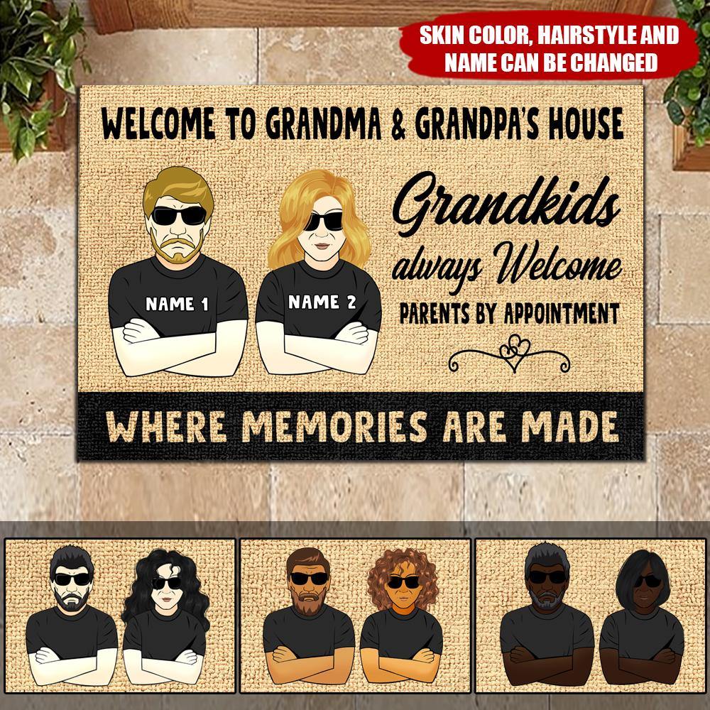Grandpa & Grandma's House Custom Doormat Grandkids Always Welcome 24/7 Personalized Gift For Grandparents - PERSONAL84