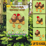 Grandparent Chicken Farm Custom Garden Flag Chicks Spoiled Here Personalized Gift - PERSONAL84