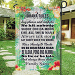 Hawaii Garden Flag Customized Ohana Rules Personalized Gift - PERSONAL84